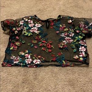 Mesh embroidered crop
